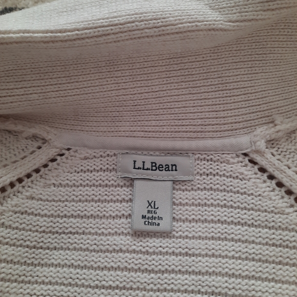 L.L.Bean open cream knit cardigan sweater - Picture 5 of 9